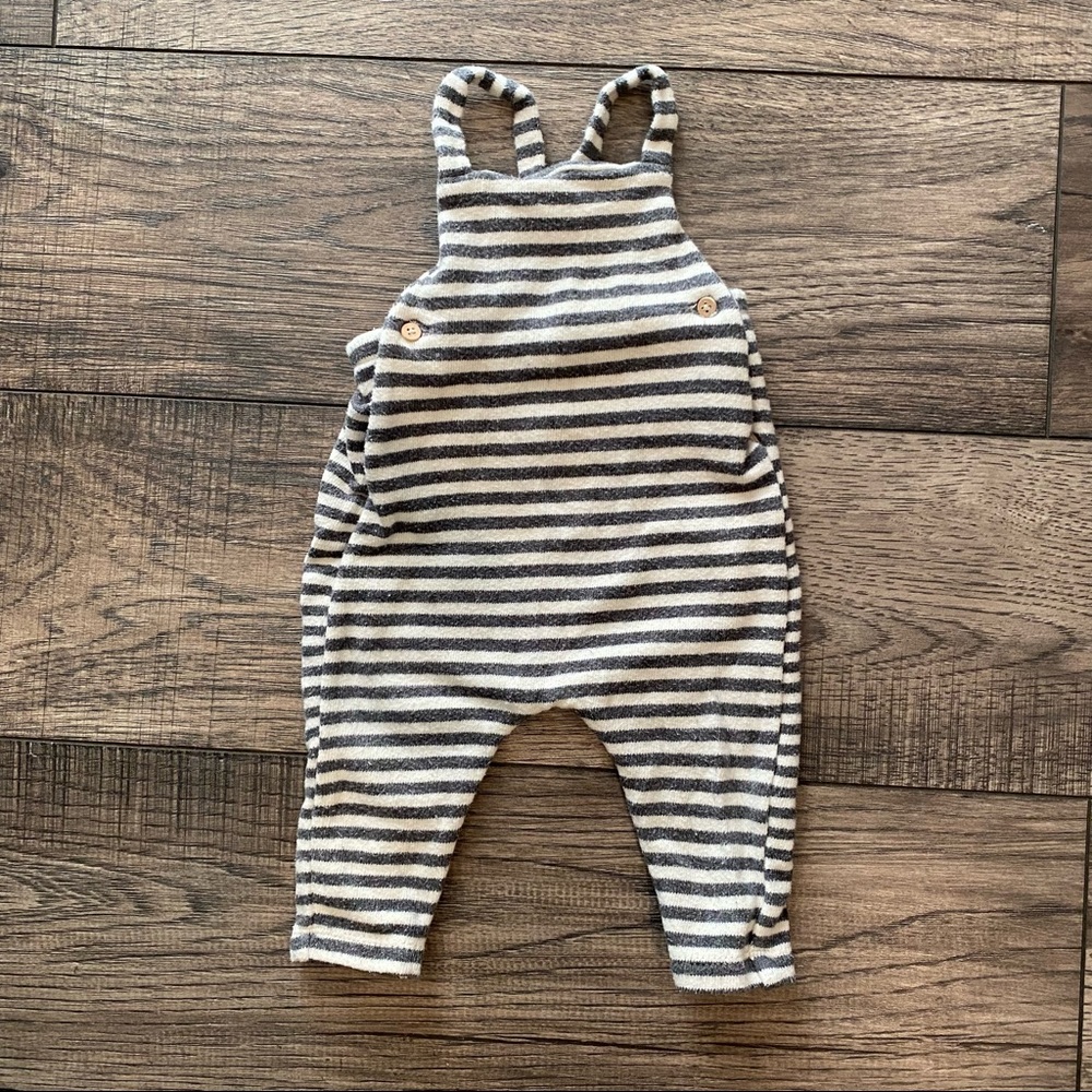 Zara Mini Grey and cream striped overalls